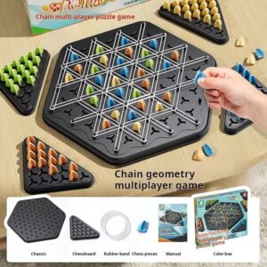 Chain Triangle Chess Game Triggle Rubber Band Game Pedagogiskt interaktivt spel Battle Set för familjefestpresent
