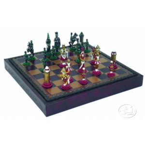 Komplett Schack set 052 Chess men made in painted metal + Leatherette Chess Board 28x28cm
