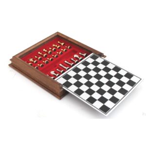 Komplett Schack set 237 MAGNETIC CHESS SET Metal Chess Pieces Gold/Silver plated + wooden/alluminium Chess Board