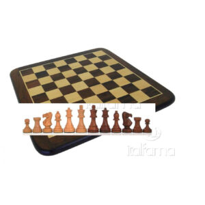 Komplett Schack set E003 Schack pjäser, vägda i Gyllene Rosenträ inklusive Schackbräde 38x38 cm i Rosenträ