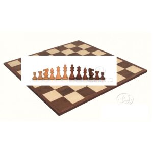 Komplett Schack set Mozart256A Schackpjäser i Gyllene Rosen trä Kungens höjd 7,6 cm Bräde i Valnöt 36x36 cm