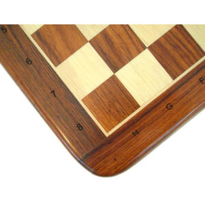 Schack bräde i Rosenträ och Lönn 46x46 cm med notation, numrering och bokstäver