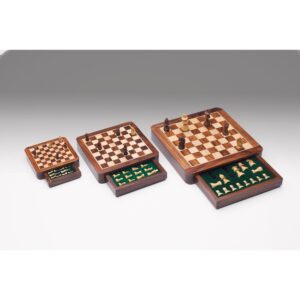 Schackspel Magnetiskt i Trä, Lyx Rese Schack (14x14x3 cm, Kungen: 2 cm)