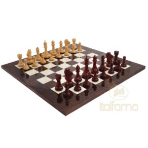 Komplett Schackset 60x60 cm Bräde i Valnöt pjäser i Rosenträ Mozart207