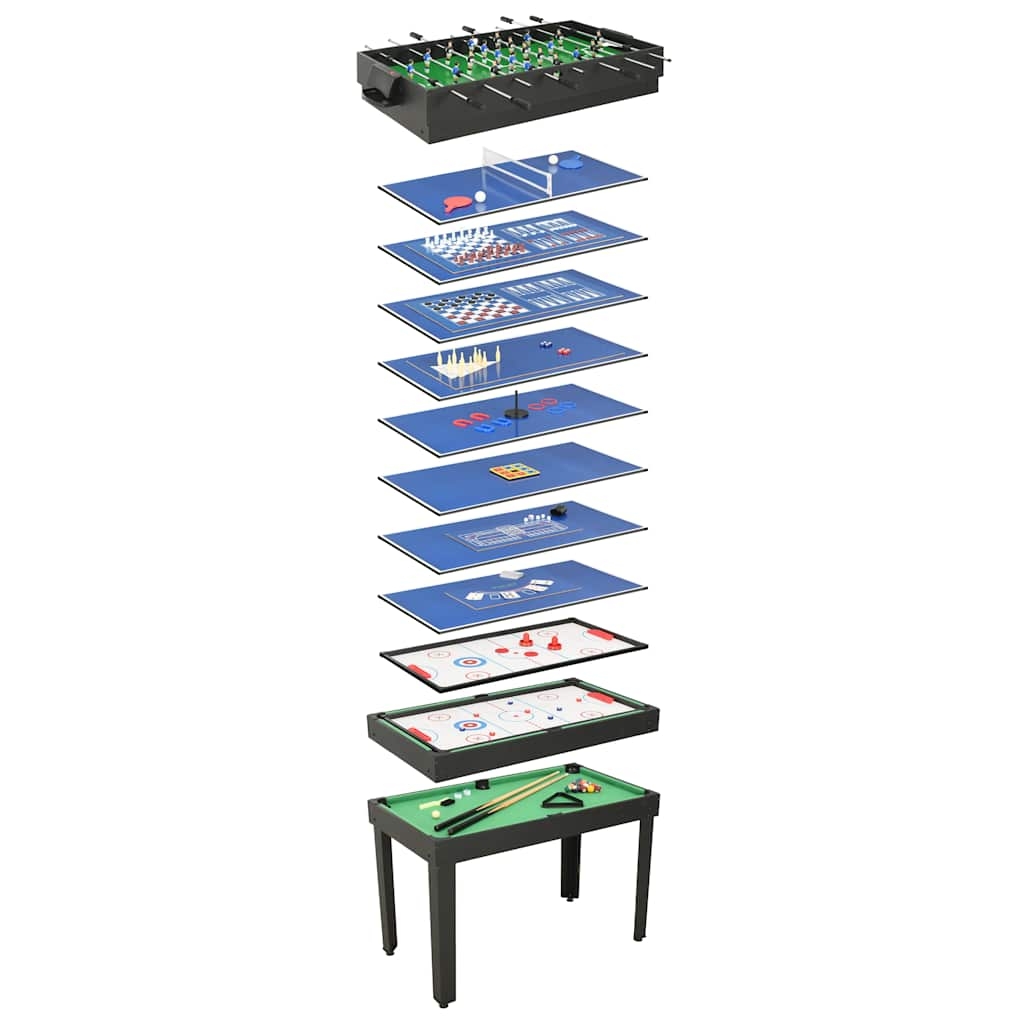 vidaXL Multi-spelbord 15-i-1 121x61x82 cm svart
