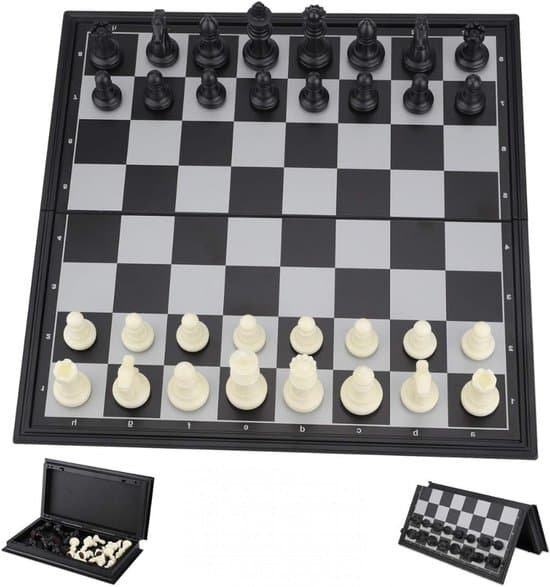 Magnetiskt schackbräde - Schackspel med schackpjäser - Reseschackspel - Schack - Hopfällbart - Lätt att bära!